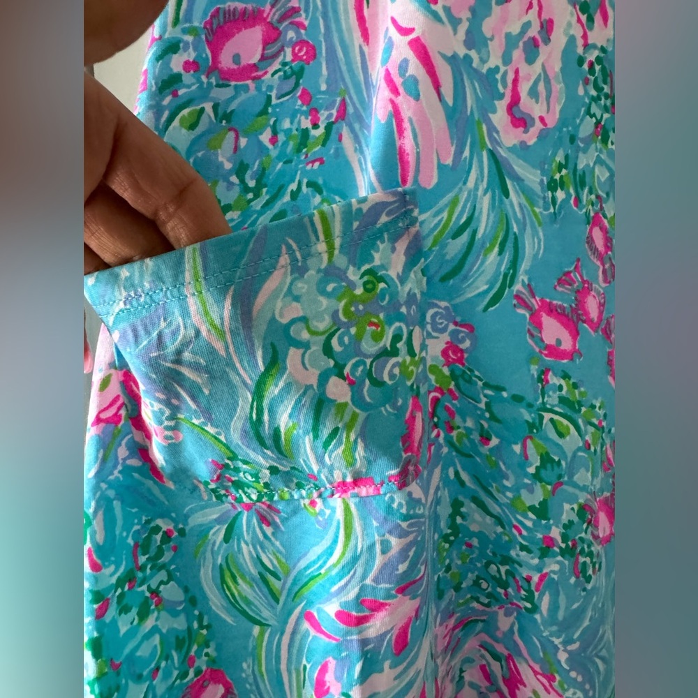 Lilly Pulitzer Kristen Flounce Swing Dress SZ S Amalfi Blue Best Fishes - Picture 6 of 15